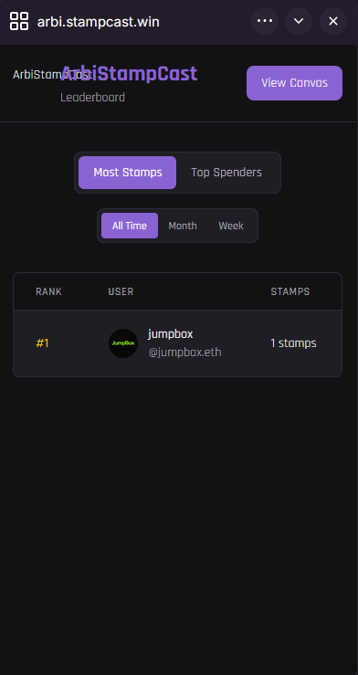 ArbiStampCast Canvas - Farcaster Mini Apps screenshot