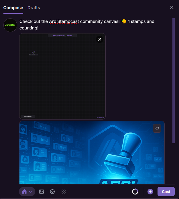 ArbiStampCast Canvas - Farcaster Mini Apps screenshot